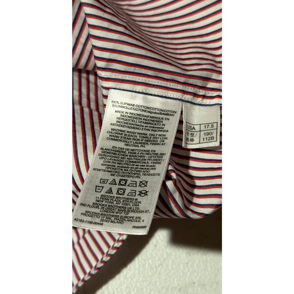 Brooks Brothers Button Down Shirt Men Sz 17.5 34 Office Stripes Academia Preppy - Picture 7 of 8